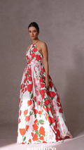 Julia Floral Print Halter Neck Maxi Dress