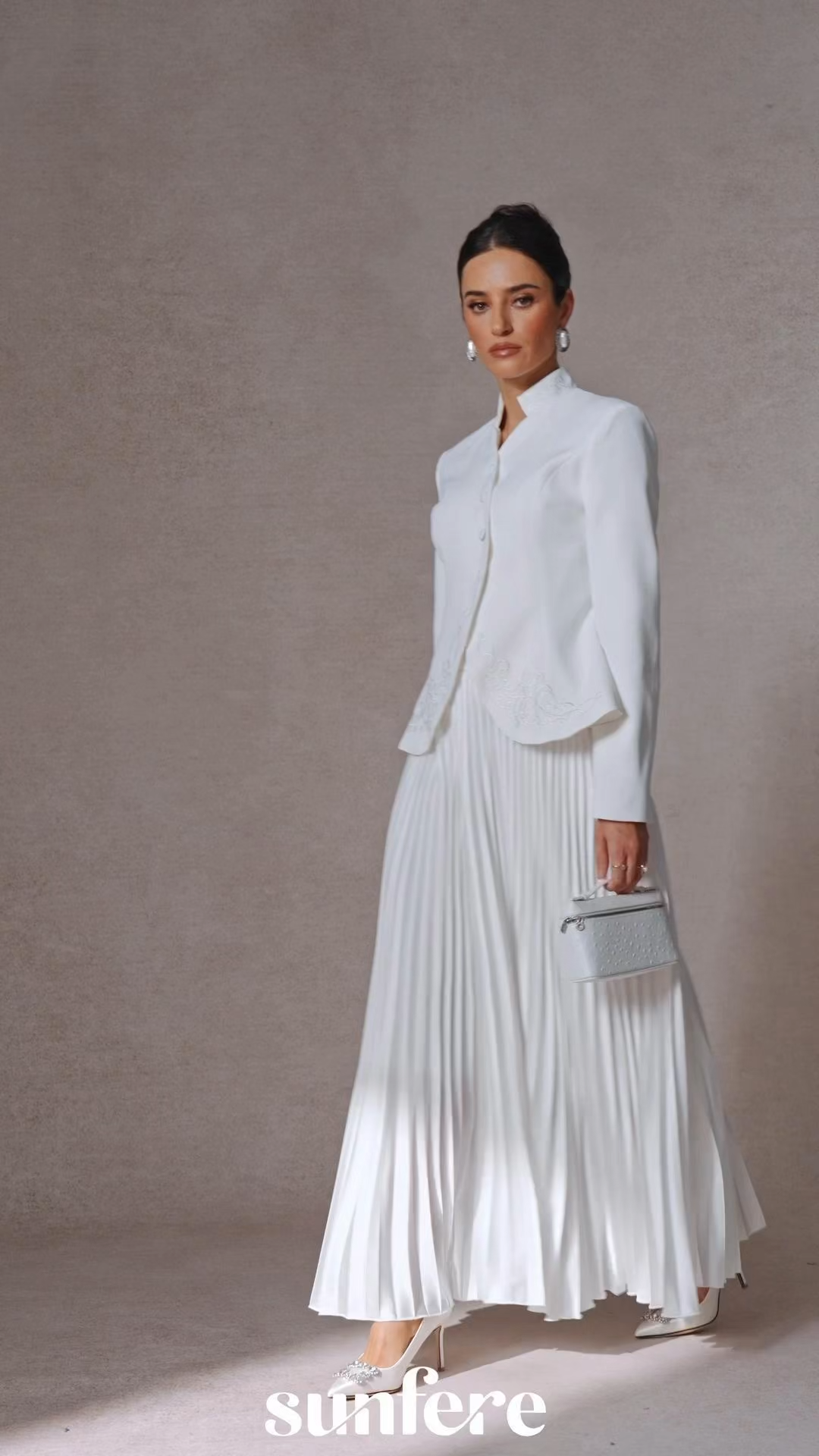 Christine Embroidery Pleated Skirt Set