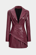 Lesley Faux Leather Plunge Neck Blazer Mini Dress