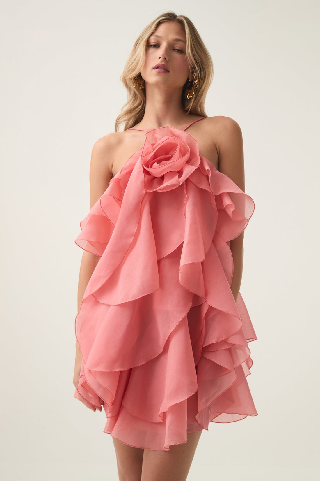 Sara Floral Ruffle Chiffon Mini Dress