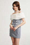 Griselda Faux Fur Off Shoulder Mini Dress
