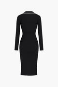 Sharon Asymmetrical V-neck Knit Midi Dress