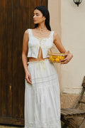 Agnes Bow Tie Lace Trim Crop Top & Maxi Skirt Set
