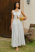 Agnes Bow Tie Lace Trim Crop Top & Maxi Skirt Set
