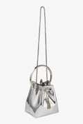 Metallic Round Handles Bucket Bag