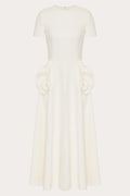 Ava Floral Applique Short Sleeves Midi Dress