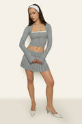 Bowknot Ribbed Three-piece Knitted Set