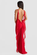 Cornelia Ruffle Floral Applique Maxi Dress