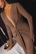 Beverly Deep V-Neck Ruched Maxi Dress