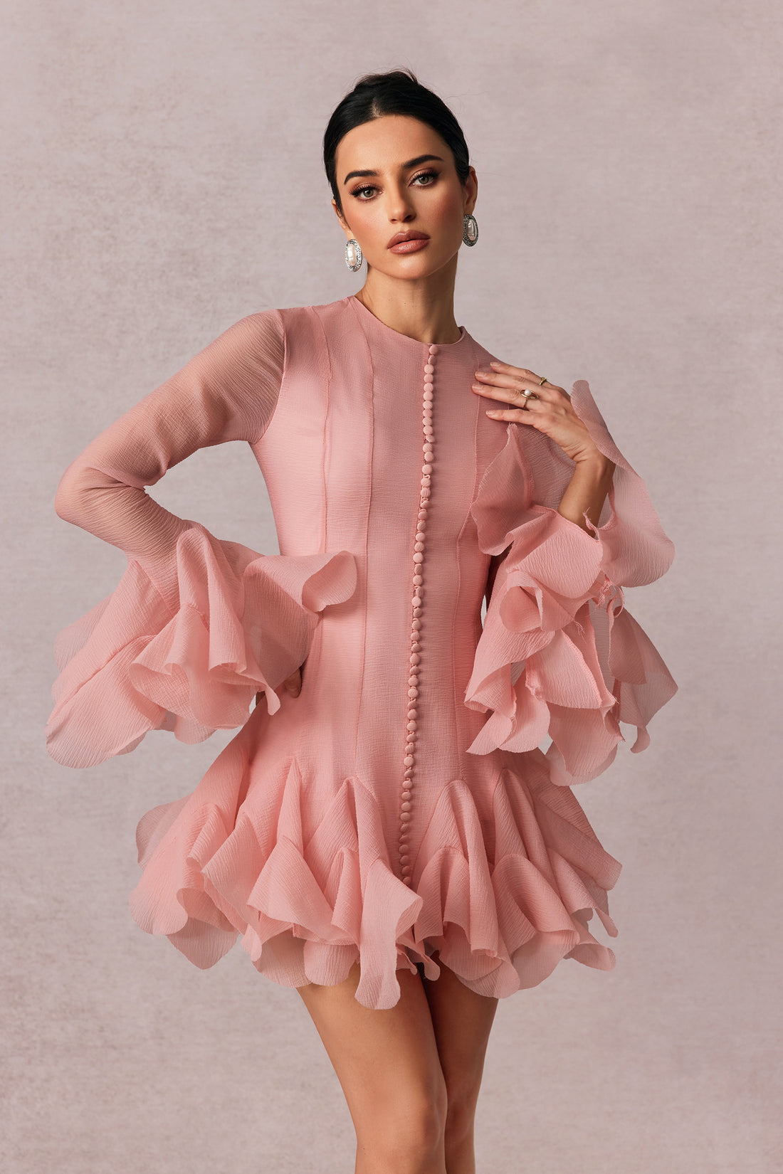 Leila Semi-sheer Flare Mini Dress