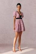 Amelia Rose Embellished V-neck Mini Dress