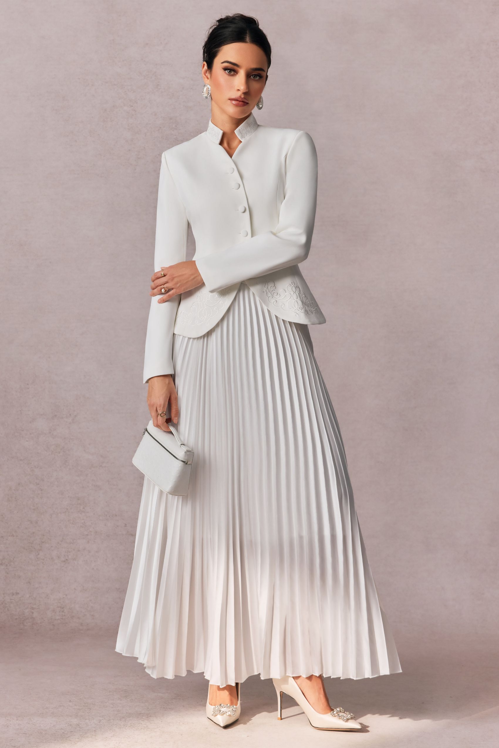 Christine Embroidery Pleated Skirt Set