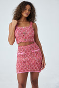 Riva Square Neck Tweed Crop Top & Skirt Set