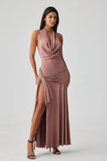 Octavia Plunge Neck High Slit Maxi Dress