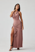 Octavia Plunge Neck High Slit Maxi Dress