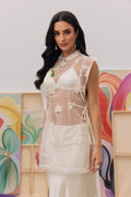 Kyla Floral Embroidery Sheer Overlay Top