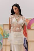Kyla Floral Embroidery Sheer Overlay Top
