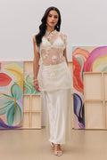 Kyla Floral Embroidery Sheer Overlay Top