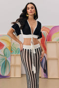 Sibyl Hollow Out Stripe Knit Set