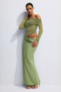 Lillian Off Shoulder Sheer Maxi Mesh Dress