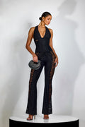 Martha Halter Neck Sheer Lace Jumpsuit