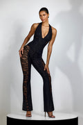 Martha Halter Neck Sheer Lace Jumpsuit