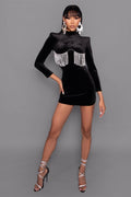 Miranda Crystal Tassel Velvet Mini Dress