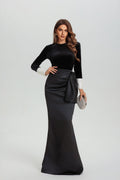 Hilary Long Sleeve Bowknot Maxi Skirt Set