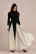 Aurora Color Block Ruffle Maxi Dress