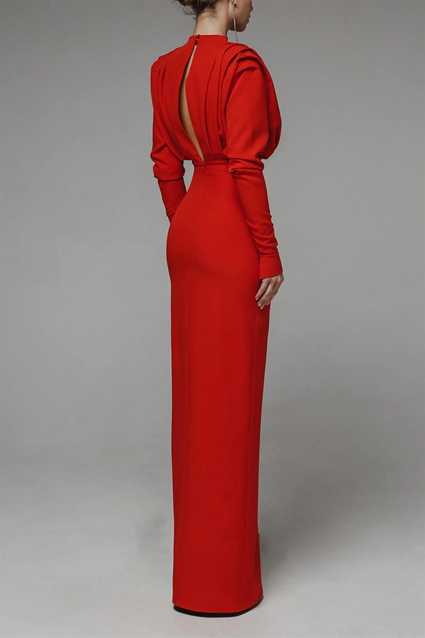 Novia Long Sleeve High Split Maxi Dress