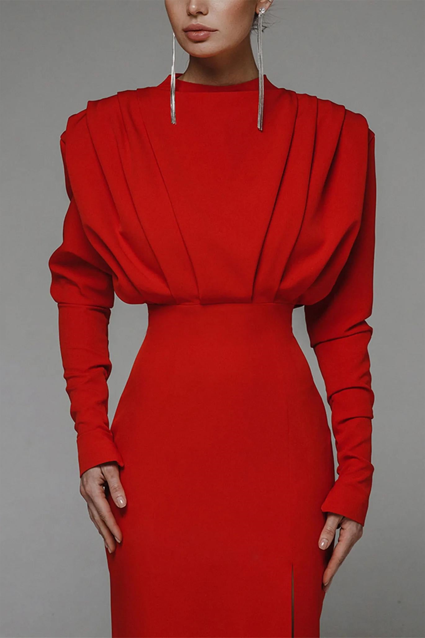 Novia Long Sleeve High Split Maxi Dress