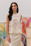 Angelica Floral Embroidery Sequin Sleeveless Vest