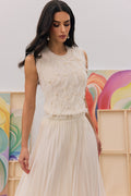 Marilyn Pearl Embellished Feather Knit Vest