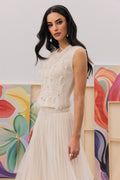 Marilyn Pearl Embellished Feather Knit Vest