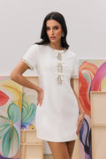 Erika Bowknot Crystal-embellished Mini Dress