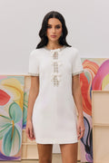 Erika Bowknot Crystal-embellished Mini Dress