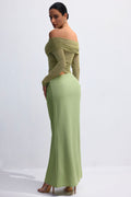 Lillian Off Shoulder Sheer Maxi Mesh Dress
