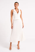 Renata V-neck Pleated Skirt Set