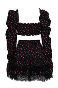 Ella Floral Print Puff Sleeve Mini Skirt Set