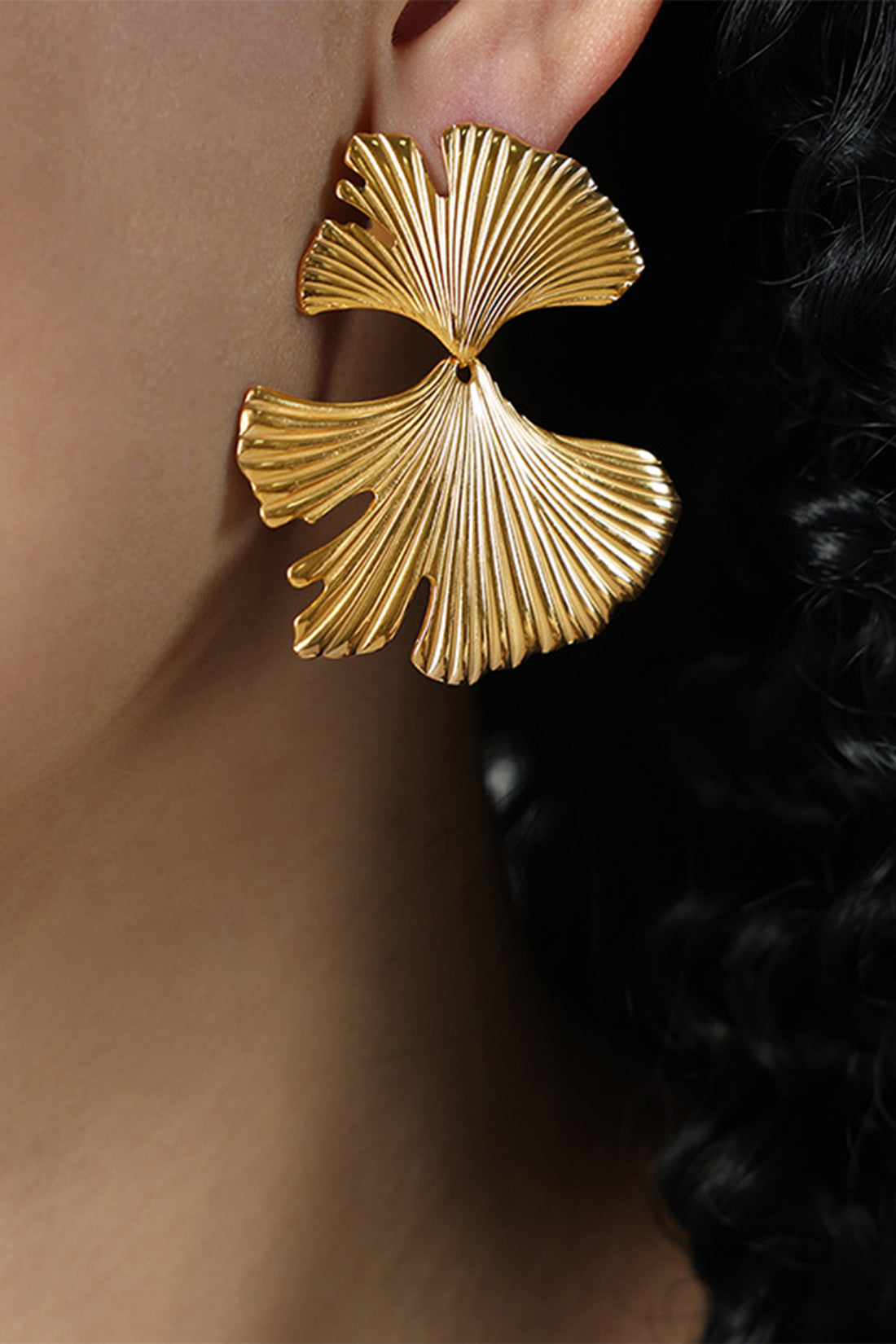 Ginkgo Leaf Drop Earrings