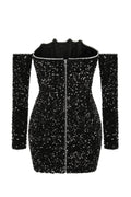 Frances Off Shoulder Embellished Mini Dress