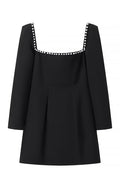 Angela Square Neck Pearl Mini Dress