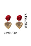 Rose Metallic Heart Drop Earrings
