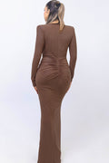 Beverly Deep V-Neck Ruched Maxi Dress
