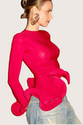 Crew neck Asymmetric Curl Top