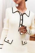 Louise Contrast Ruffle Knit Mini Dress