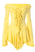 Donna V-neck Ruffle Detail Mini Dress