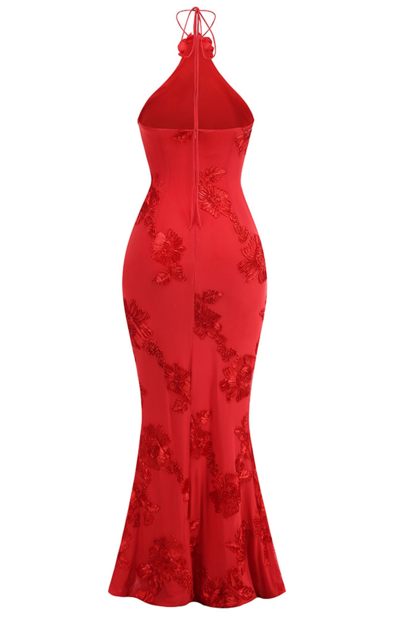 Trista 3D Floral Halter Neck Maxi Dress