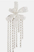 Crystal Flower Fringe Clip On Earrings