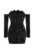 Frances Off Shoulder Embellished Mini Dress